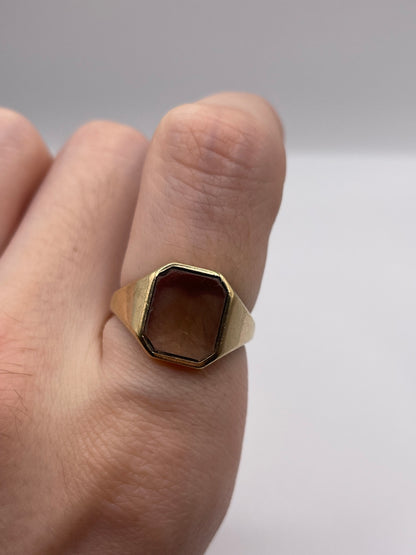 9ct gold Smokey quartz signet ring