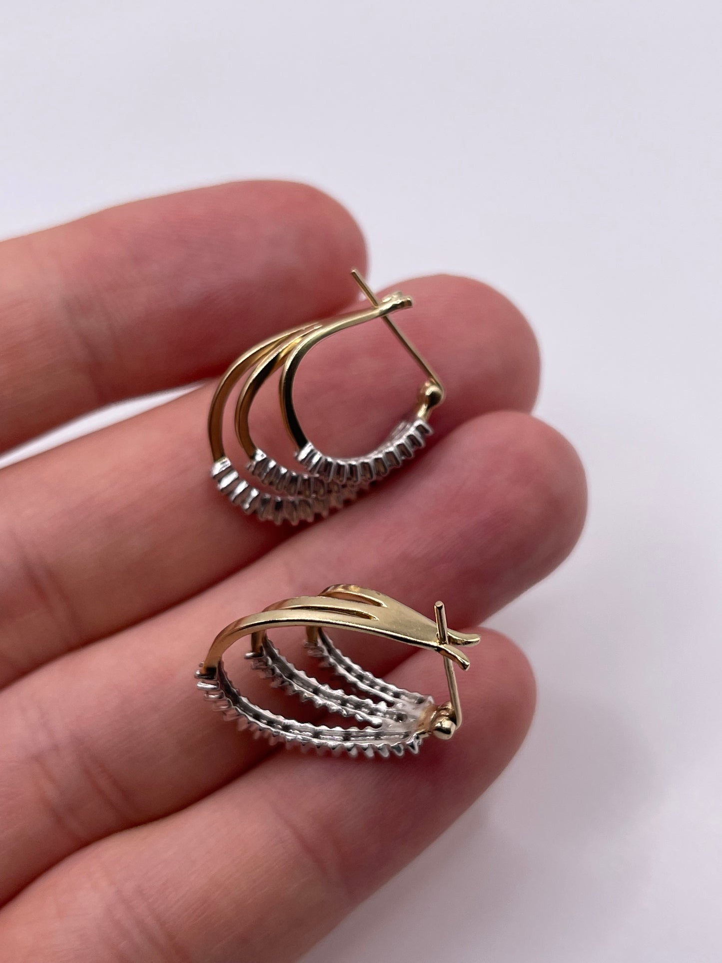 9ct gold diamond hoop earrings