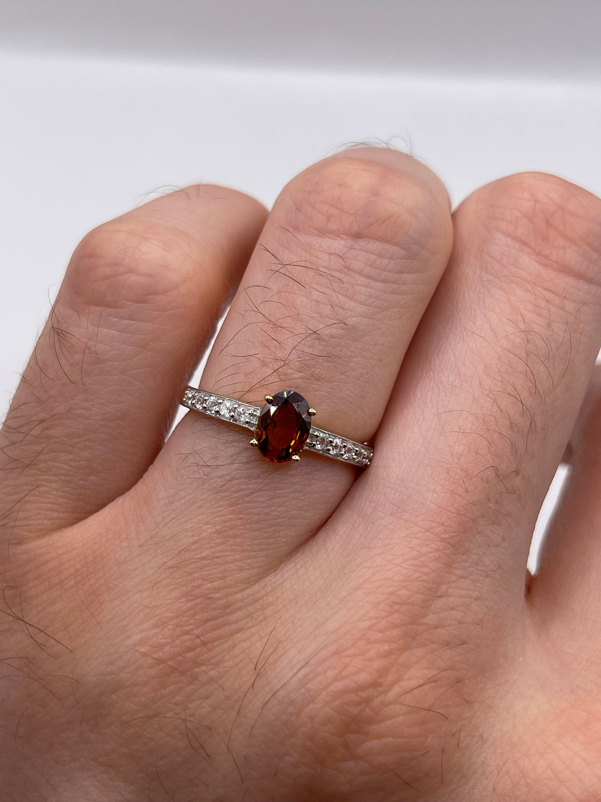 9ct gold citrine and zircon ring