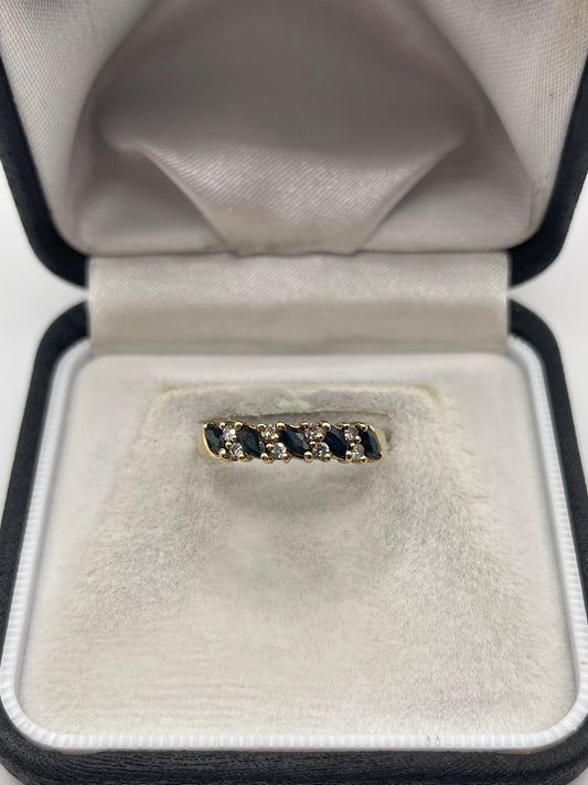 9ct gold sapphire and diamond ring