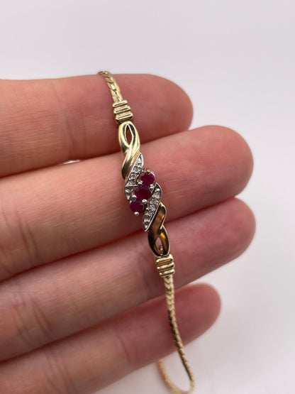 9ct gold ruby and diamond bracelet