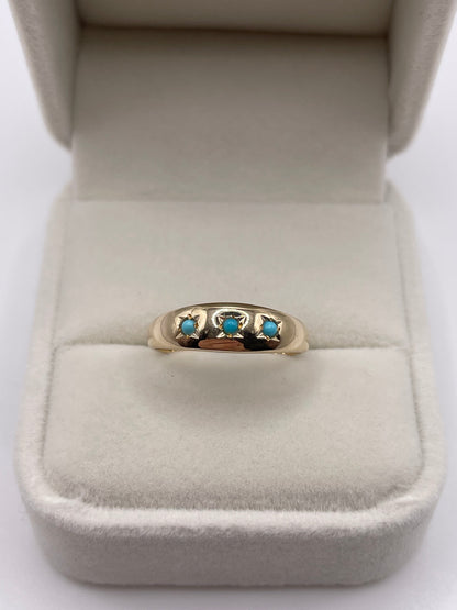 9ct gold turquoise gypsy ring