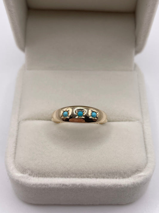 9ct gold turquoise gypsy ring