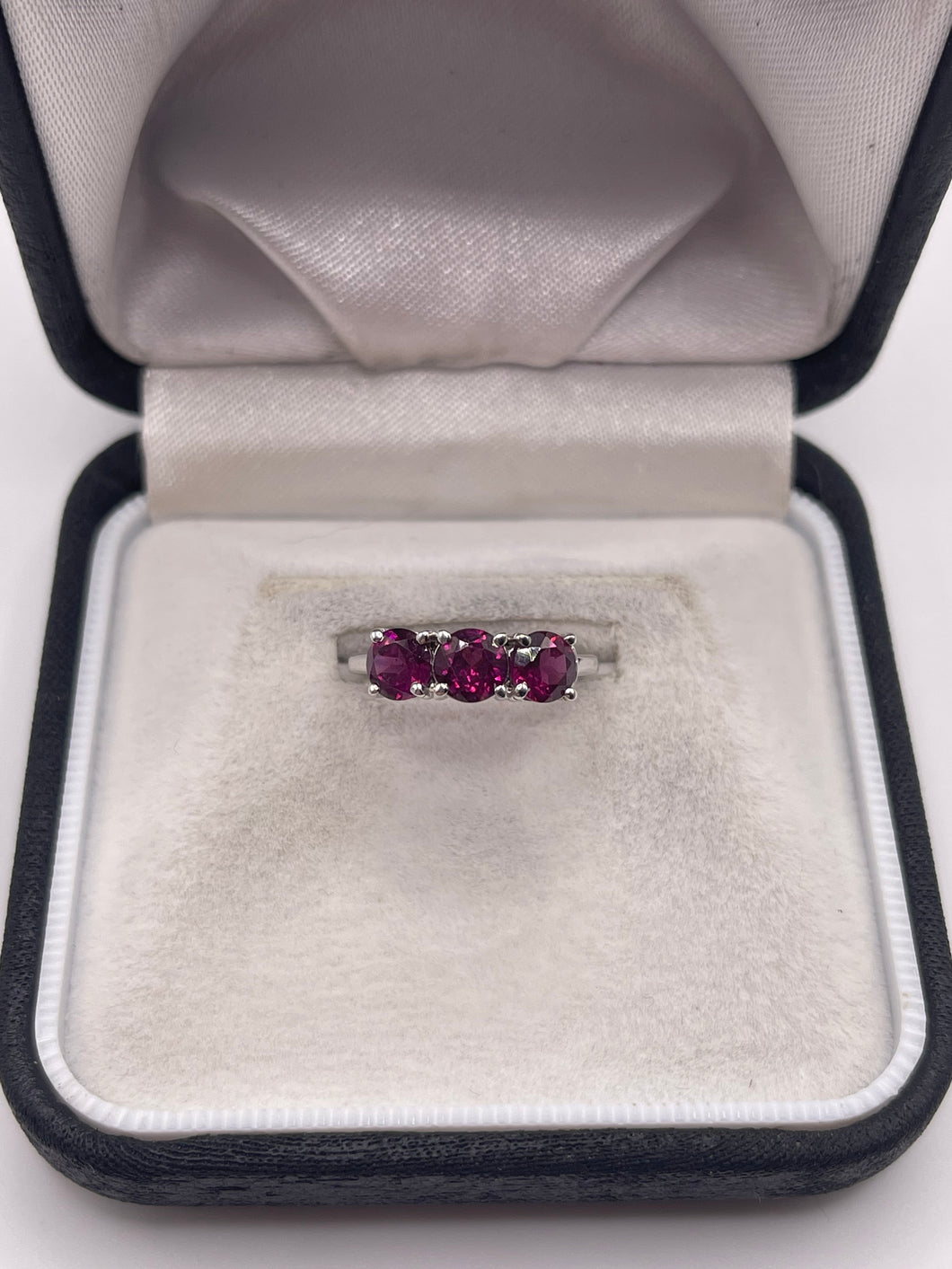 Silver almandine garnet ring