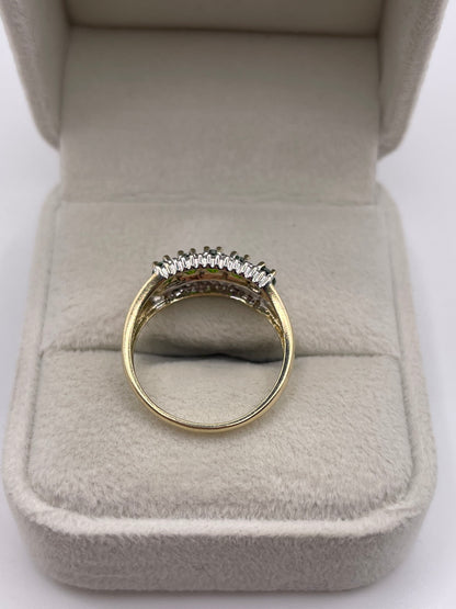 9ct gold diopside and diamond ring