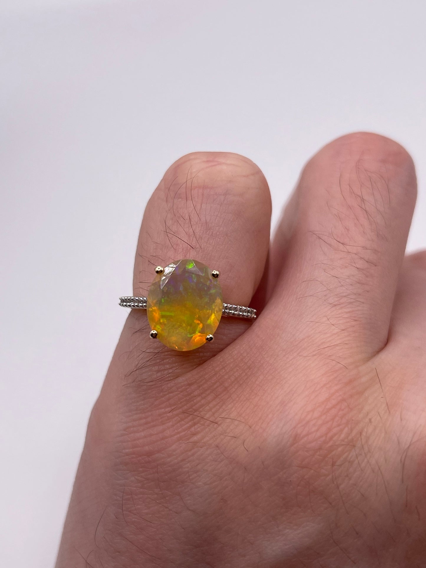 9ct gold opal and zircon ring