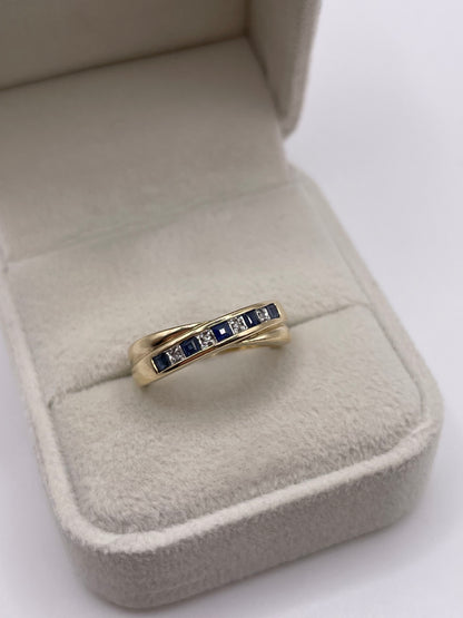9ct gold sapphire and diamond ring