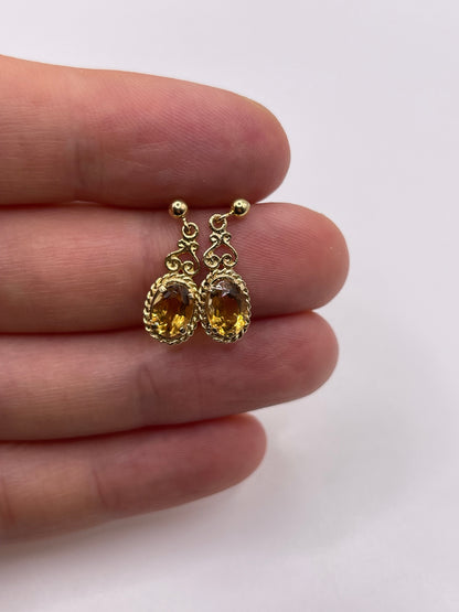 9ct gold citrine earrings