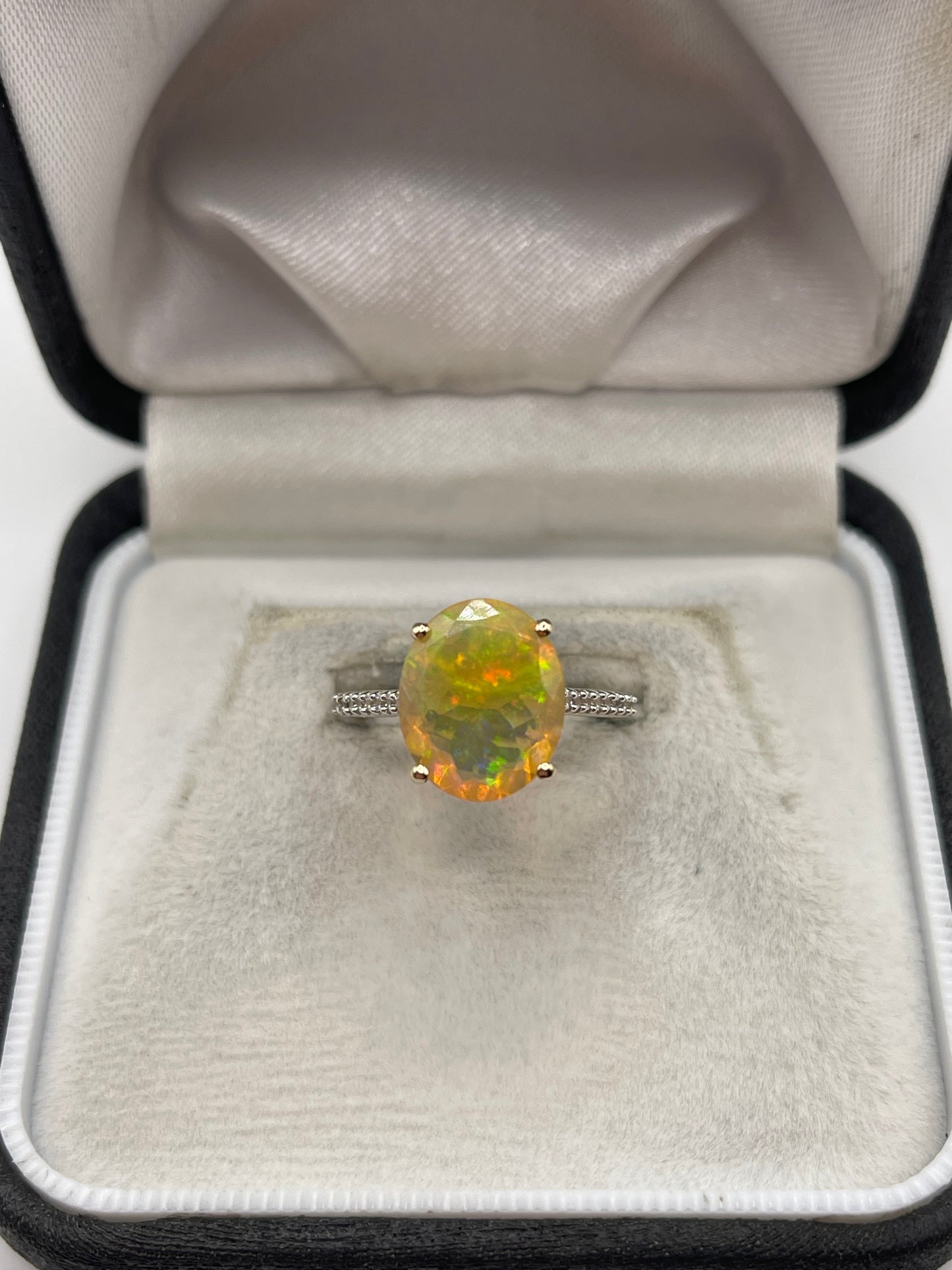9ct gold opal and zircon ring