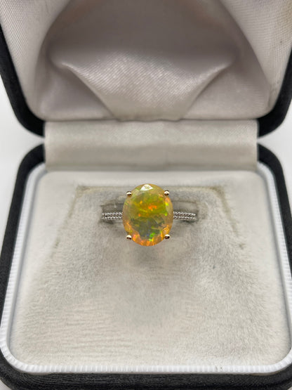 9ct gold opal and zircon ring