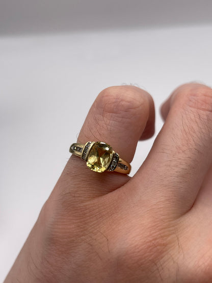 9ct gold citrine and diamond ring