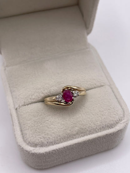 9ct gold ruby and diamond ring