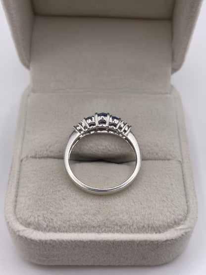 14ct white gold tanzanite and diamond ring