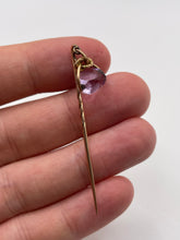 Load image into Gallery viewer, Antique 9ct rose gold amethyst fob stick pin
