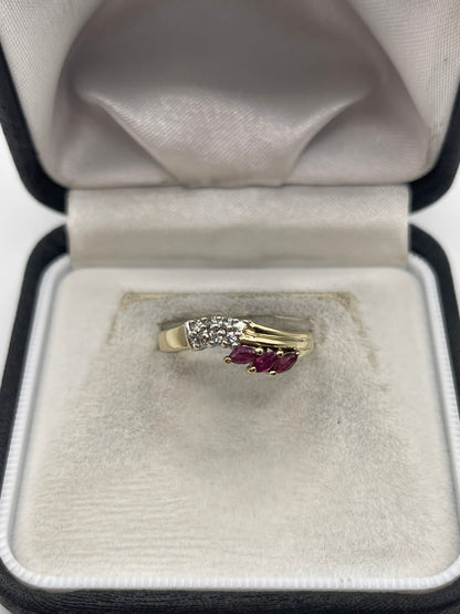 9ct gold ruby and diamond ring