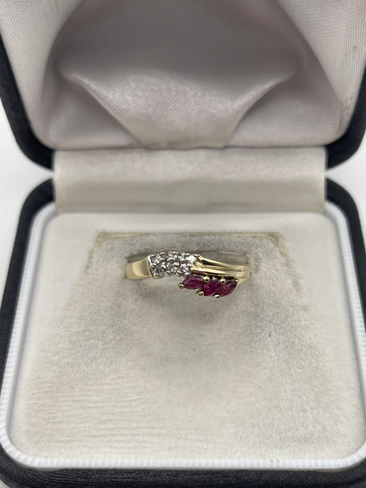 9ct gold ruby and diamond ring