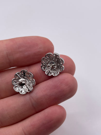 Silver diamond earrings