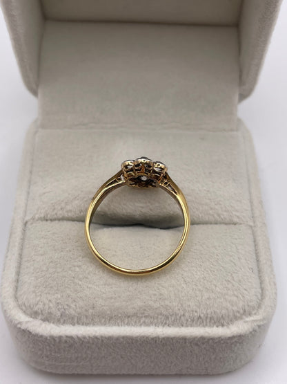 18ct gold old cut diamond cluster ring