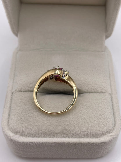 9ct gold ruby and diamond ring