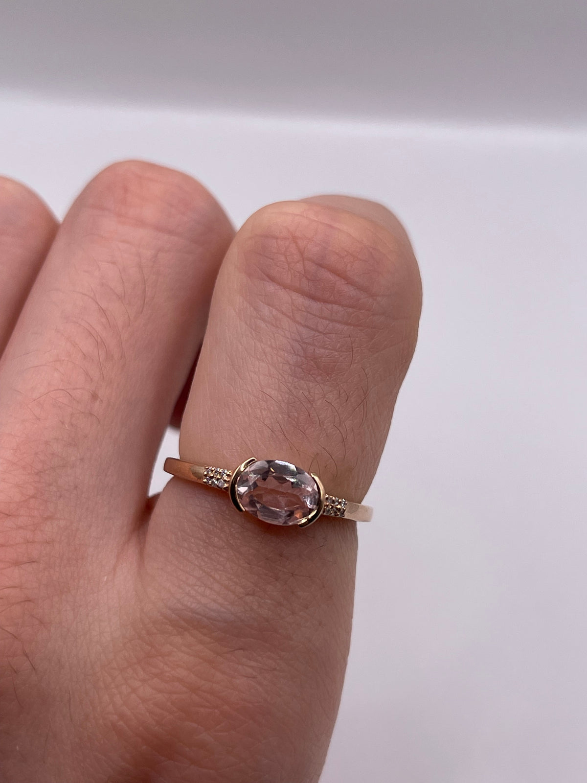 9ct rose gold morganite and diamond ring