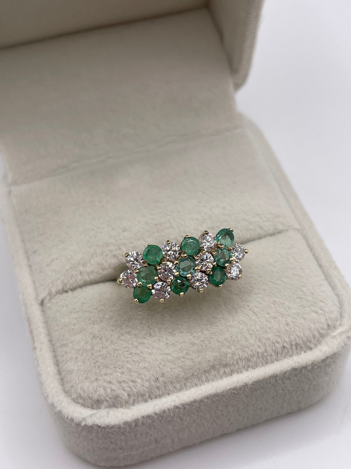 9ct gold emerald and cz ring