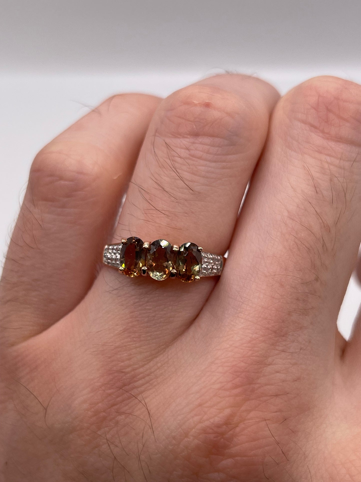 9ct rose gold andalusite and zircon ring