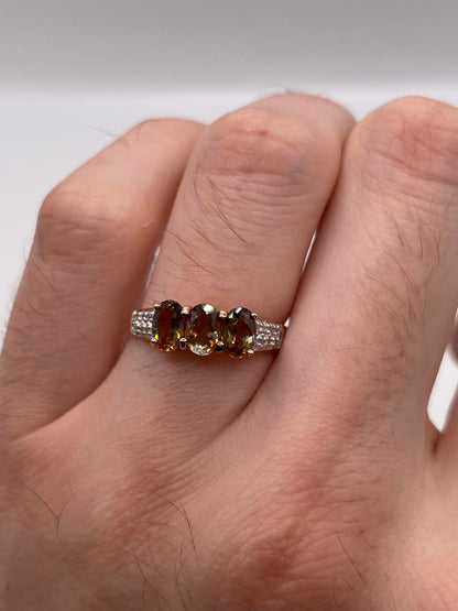 9ct rose gold andalusite and zircon ring