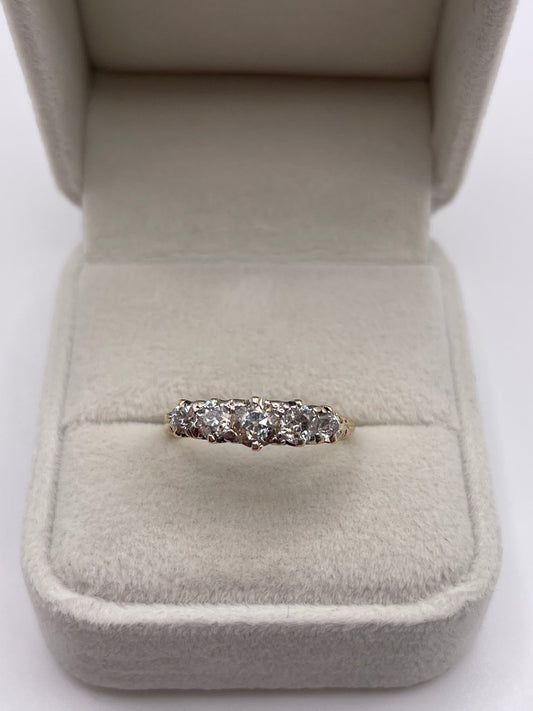 Antique 18ct gold 1.2ct 5 stone diamond ring