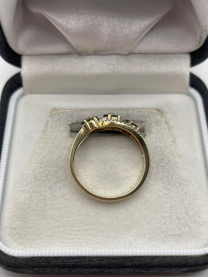 9ct gold tanzanite and diamond ring