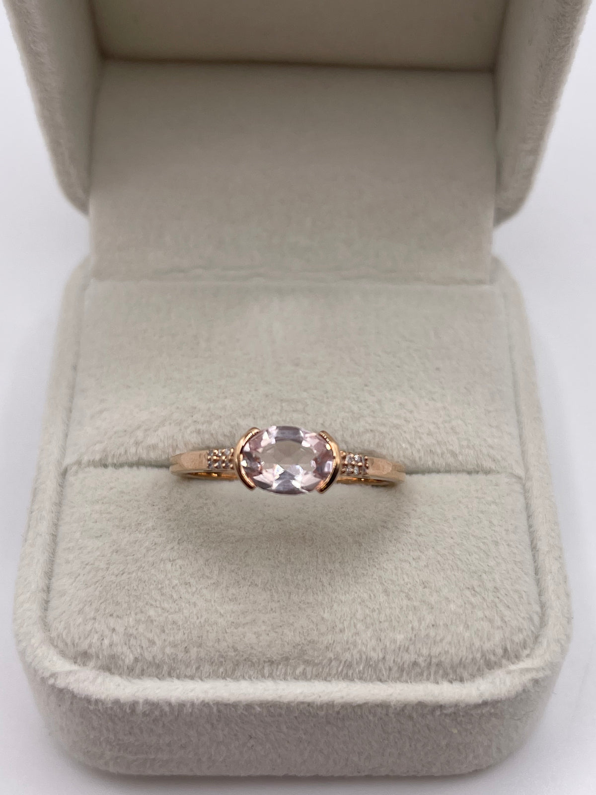9ct rose gold morganite and diamond ring