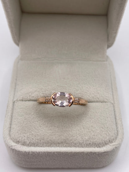 9ct rose gold morganite and diamond ring