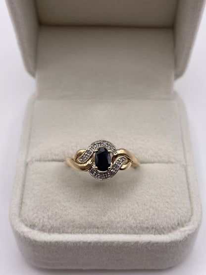 9ct gold sapphire and diamond ring