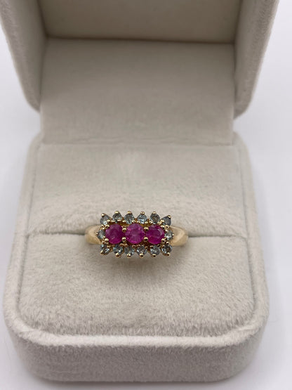 9ct gold ruby and alexandrite ring