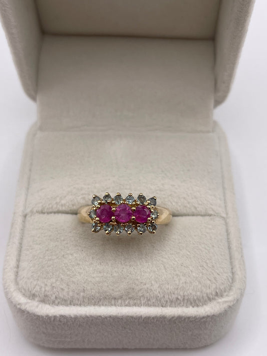 9ct gold ruby and alexandrite ring