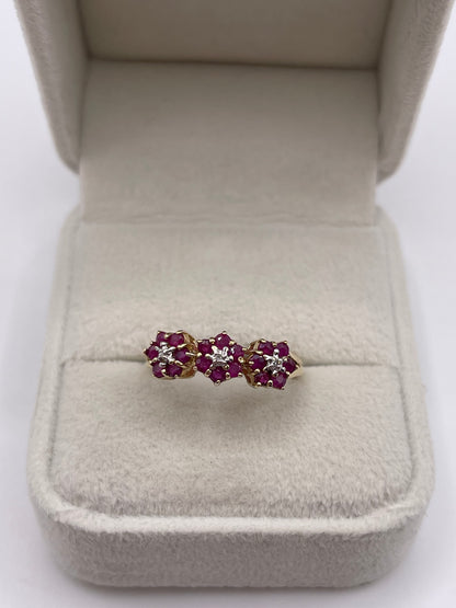 9ct gold ruby and diamond ring