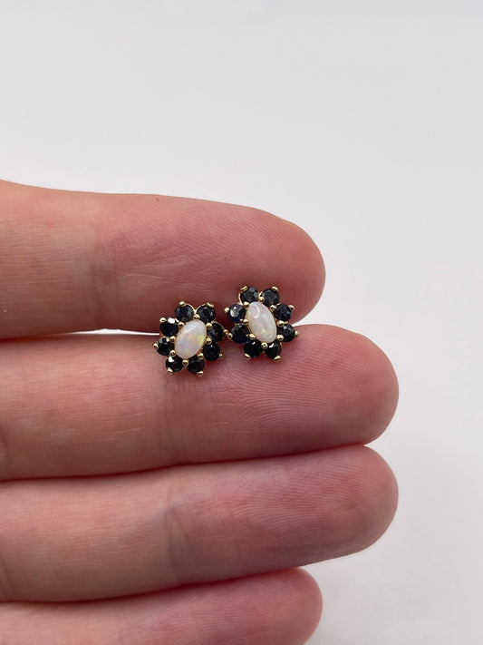 9ct gold opal and sapphire earrings