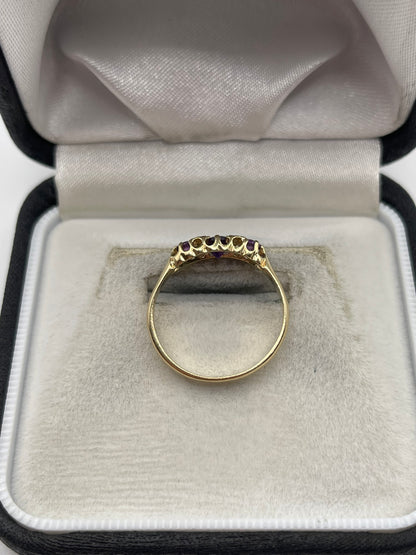 9ct gold amethyst and diamond ring