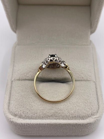 9ct gold sapphire and diamond ring