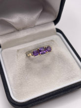 Load image into Gallery viewer, 9ct gold amethyst and diamond ring
