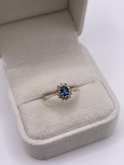 9ct gold topaz and diamond ring