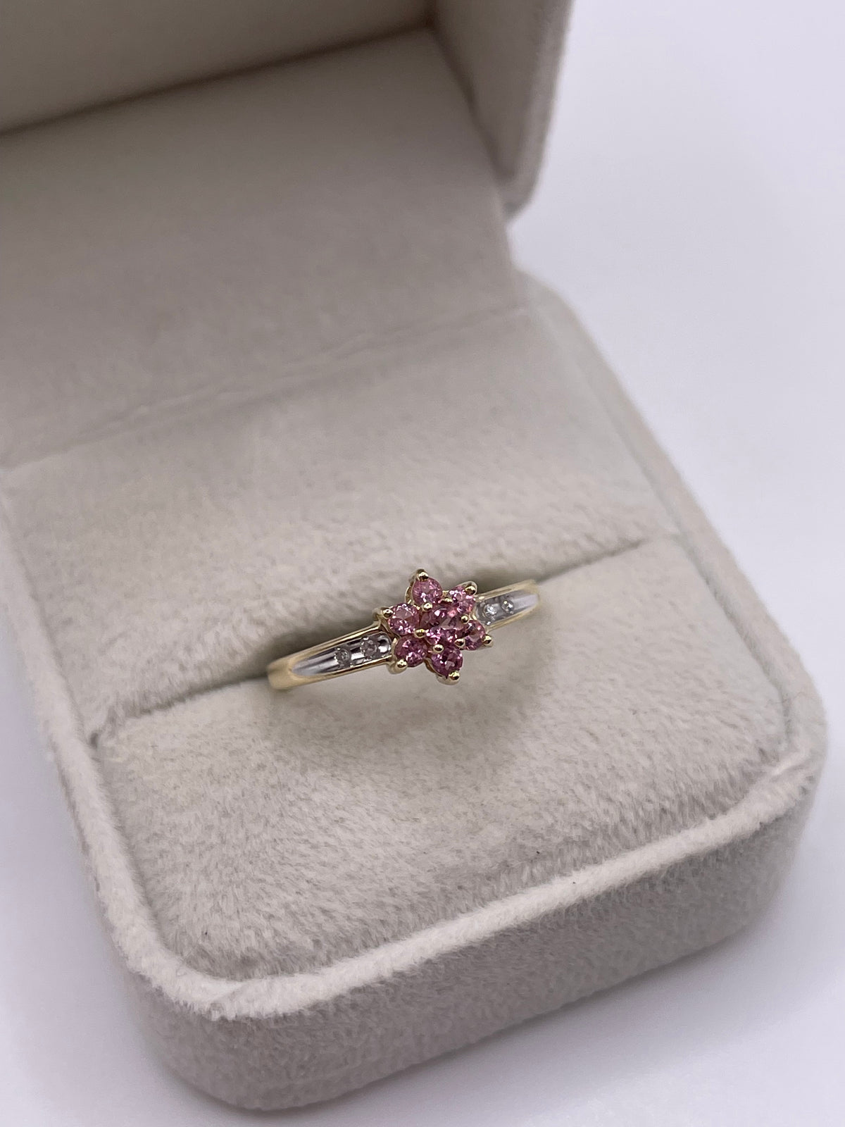 9ct gold tourmaline and diamond ring