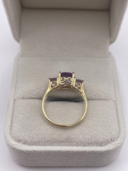 9ct gold amethyst and diamond ring