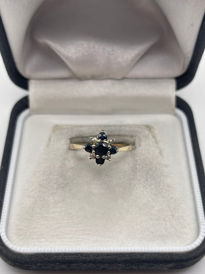 9ct gold sapphire and diamond ring