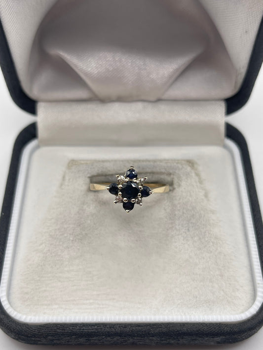 9ct gold sapphire and diamond ring