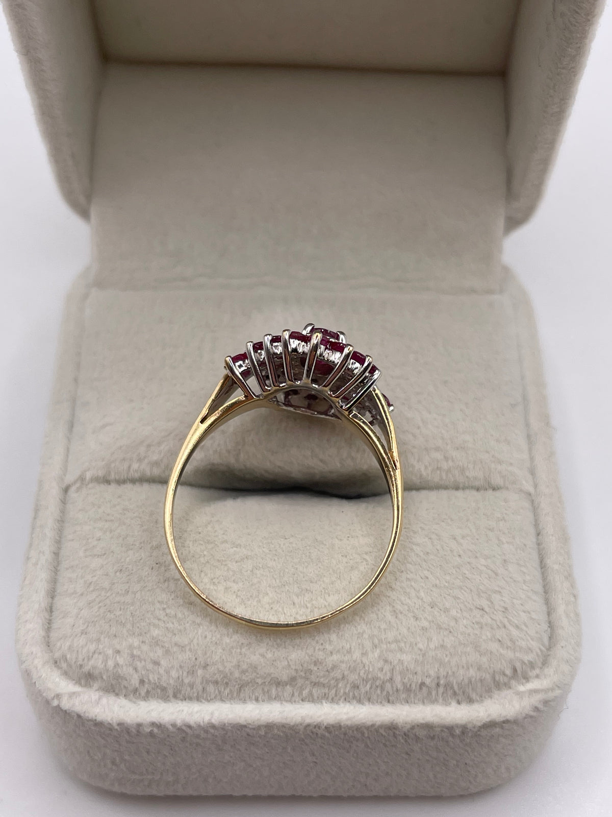 9ct gold ruby and diamond ring