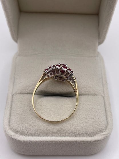 9ct gold ruby and diamond ring