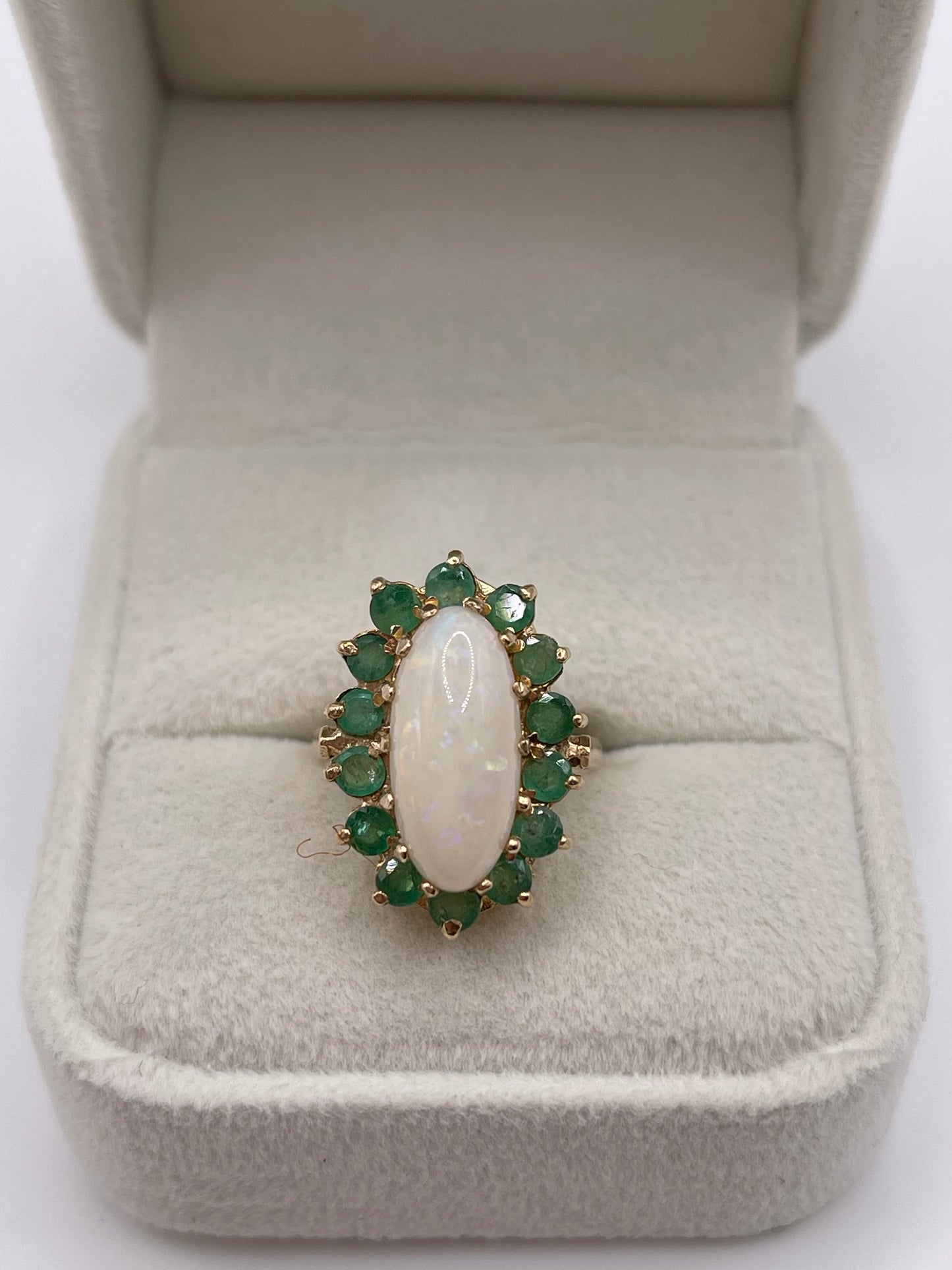 9ct gold opal and emerald ring
