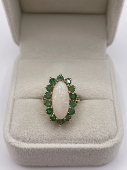 9ct gold opal and emerald ring