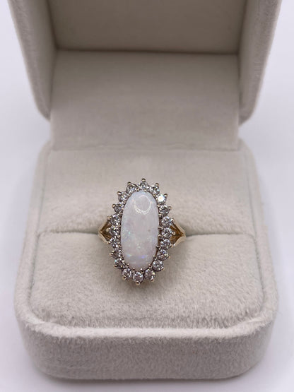9ct gold opal and cz ring