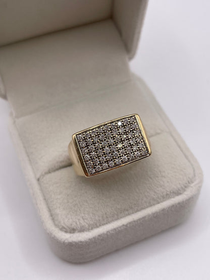 9ct gold diamond cluster signet ring